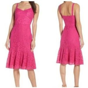 Chelsea 28 Magenta Pink Lace Sleeveless Fit & Flare Dress Lined size 4 NWT